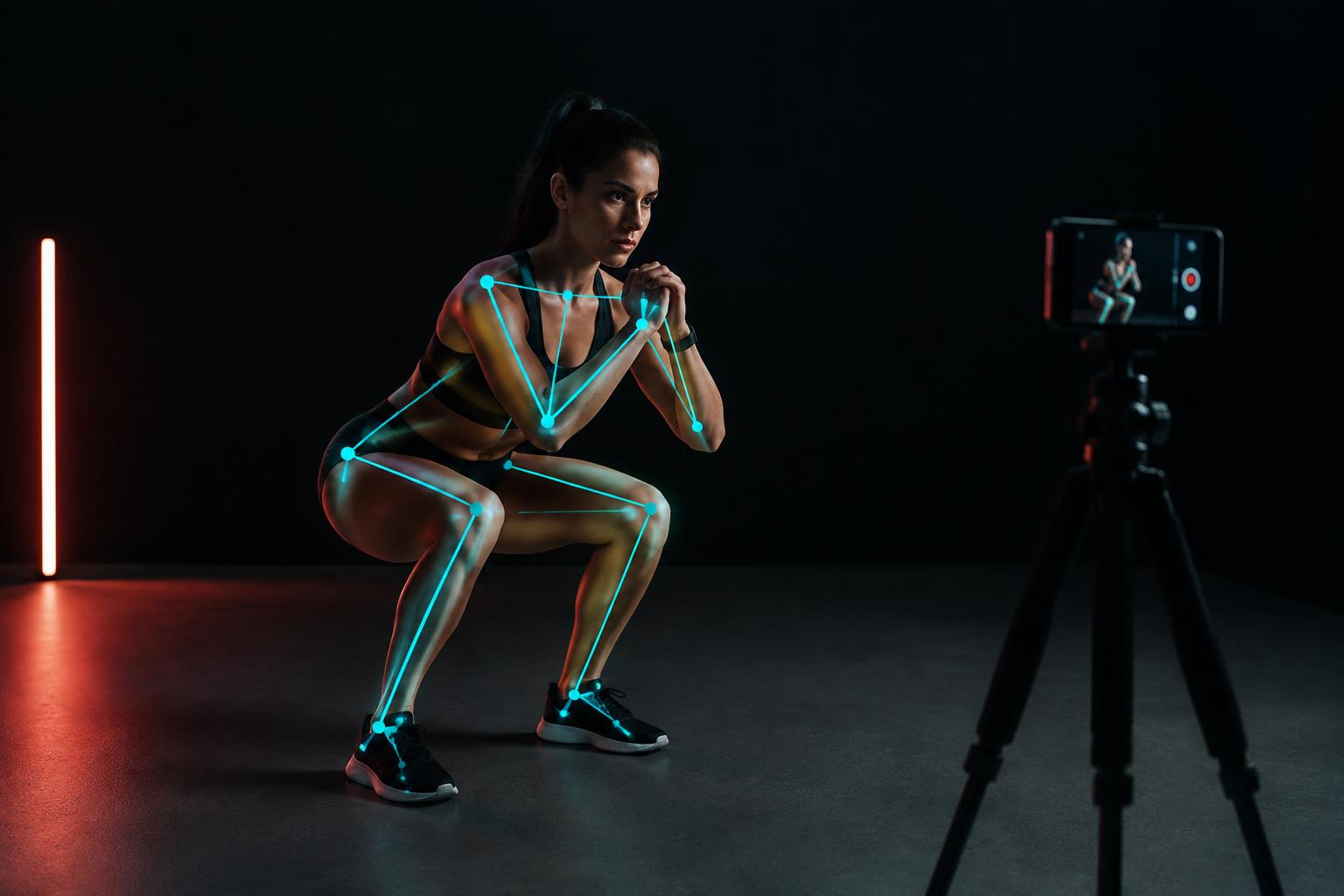 Phone camera tracking a squat